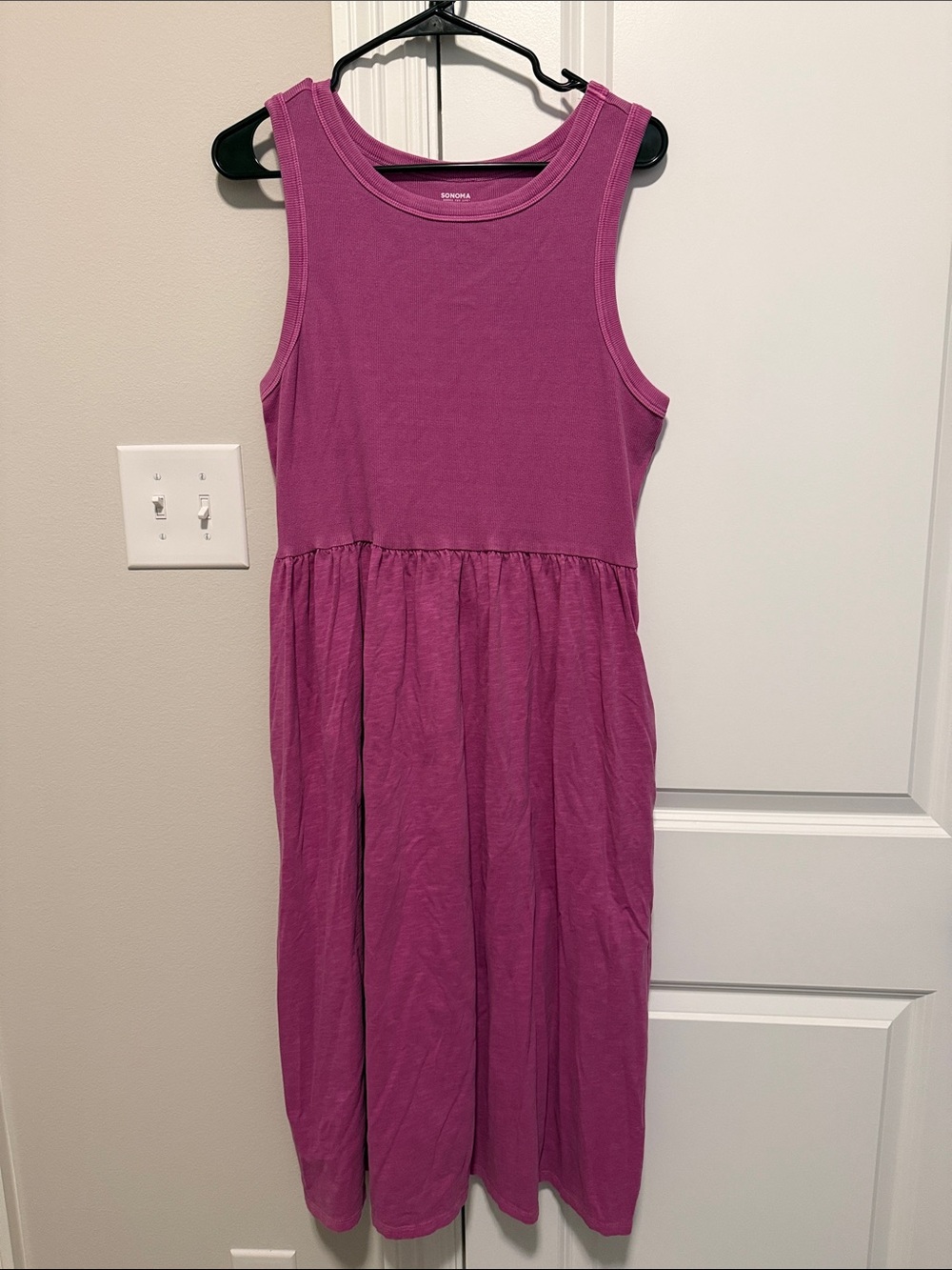 Sleeveless Fuchsia Jersey Dress - Lightweight Everyday Dress